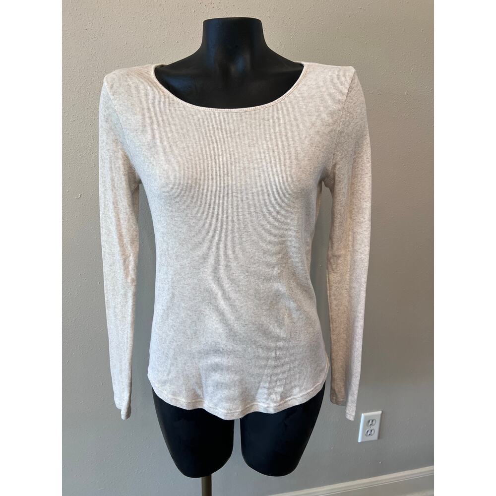 Sundance Ribbed Long Sleeve Top‎ Shirt Sz PSmall Women’s Stretch Oatmeal Basic
